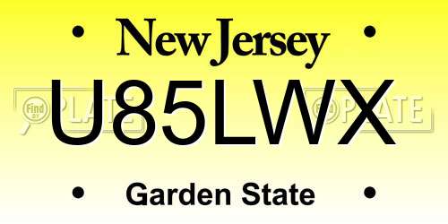 U85LWX New Jersey License Plate