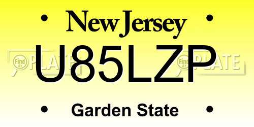 U85LZP New Jersey License Plate