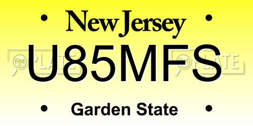 U85MFS New Jersey License Plate
