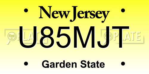 U85MJT New Jersey License Plate