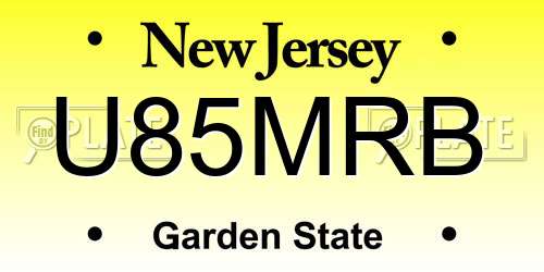 U85MRB New Jersey License Plate