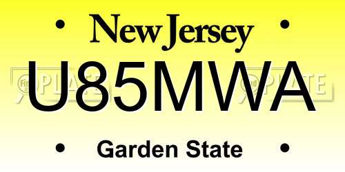 U85MWA New Jersey License Plate