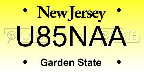 U85NAA New Jersey License Plate