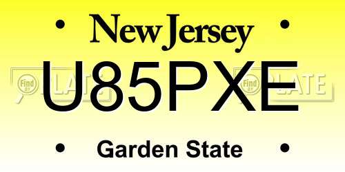 U85PXE New Jersey License Plate