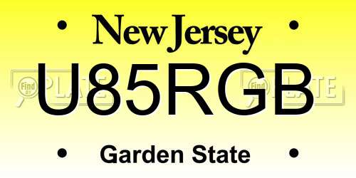 U85RGB New Jersey License Plate