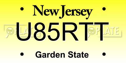 U85RTT New Jersey License Plate