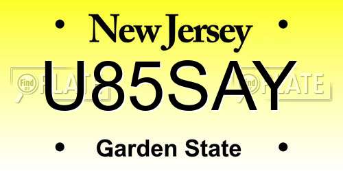 U85SAY New Jersey License Plate
