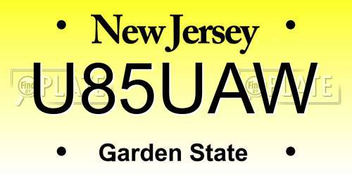 U85UAW New Jersey License Plate