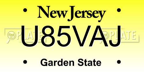 U85VAJ New Jersey License Plate