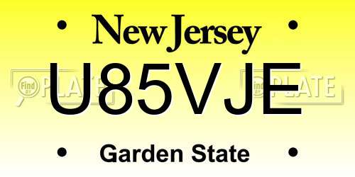 U85VJE New Jersey License Plate