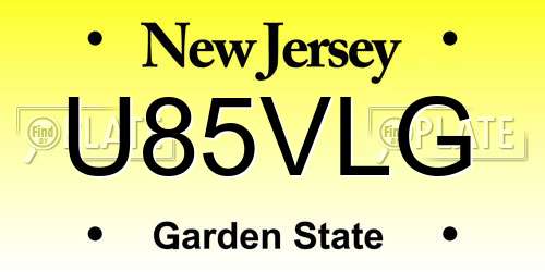 U85VLG New Jersey License Plate