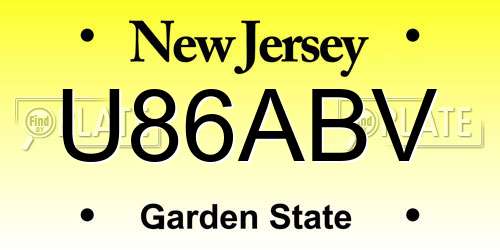 U86ABV New Jersey License Plate