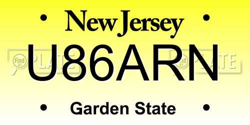 U86ARN New Jersey License Plate