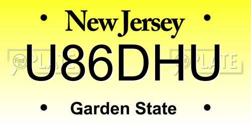 U86DHU New Jersey License Plate
