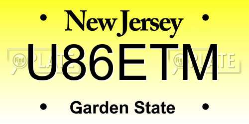U86ETM New Jersey License Plate