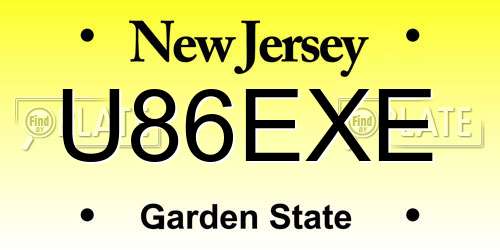 U86EXE New Jersey License Plate
