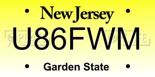 U86FWM New Jersey License Plate