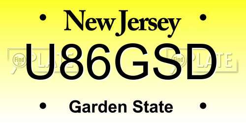 U86GSD New Jersey License Plate