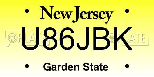 U86JBK New Jersey License Plate