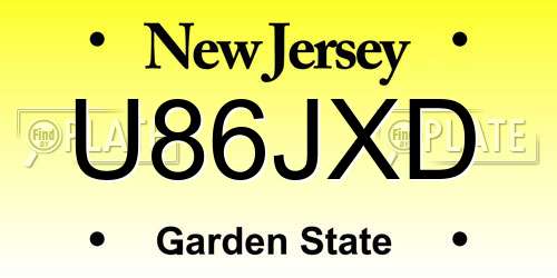 U86JXD New Jersey License Plate