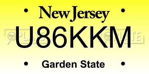 U86KKM New Jersey License Plate