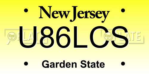 U86LCS New Jersey License Plate