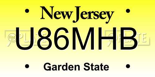 U86MHB New Jersey License Plate