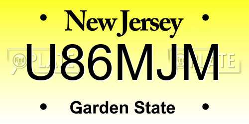 U86MJM New Jersey License Plate