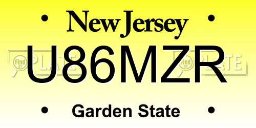 U86MZR New Jersey License Plate