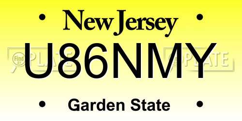 U86NMY New Jersey License Plate