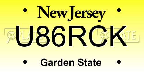 U86RCK New Jersey License Plate