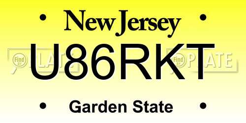 U86RKT New Jersey License Plate