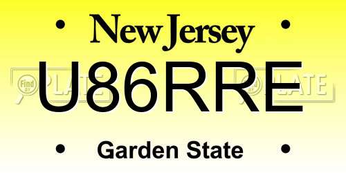 U86RRE New Jersey License Plate