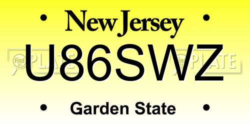 U86SWZ New Jersey License Plate