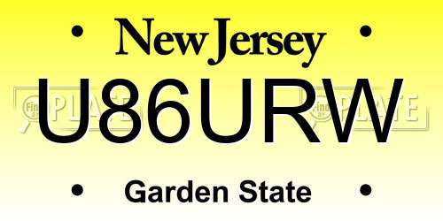 U86URW New Jersey License Plate