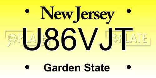 U86VJT New Jersey License Plate