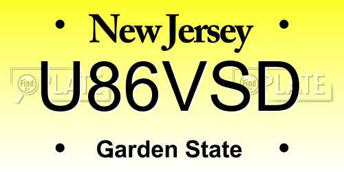 U86VSD New Jersey License Plate