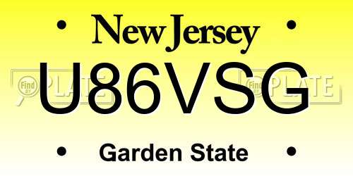 U86VSG New Jersey License Plate