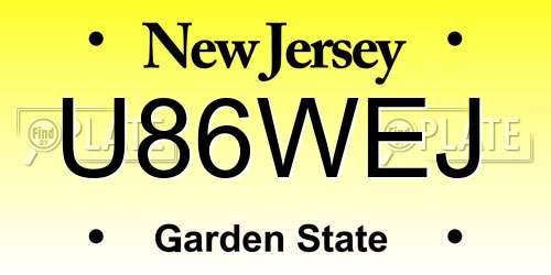 U86WEJ New Jersey License Plate