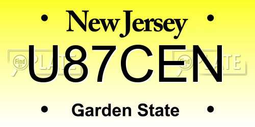 U87CEN New Jersey License Plate