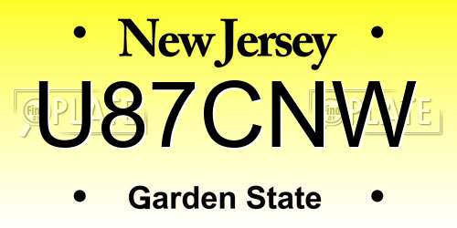 U87CNW New Jersey License Plate