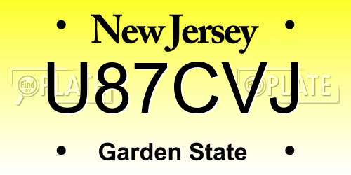 U87CVJ New Jersey License Plate