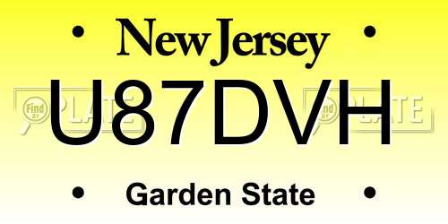 U87DVH New Jersey License Plate