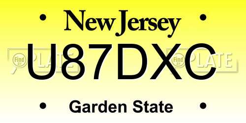 U87DXC New Jersey License Plate
