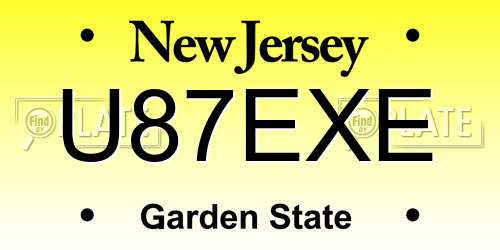 U87EXE New Jersey License Plate