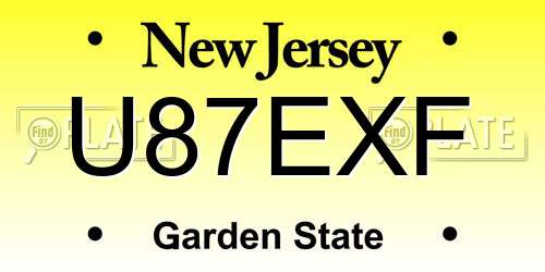U87EXF New Jersey License Plate