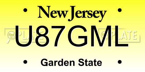 U87GML New Jersey License Plate