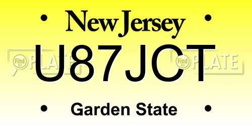 U87JCT New Jersey License Plate