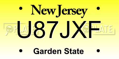 U87JXF New Jersey License Plate