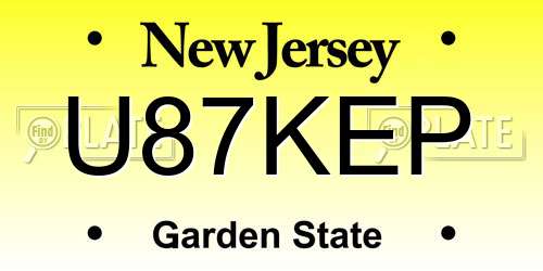 U87KEP New Jersey License Plate
